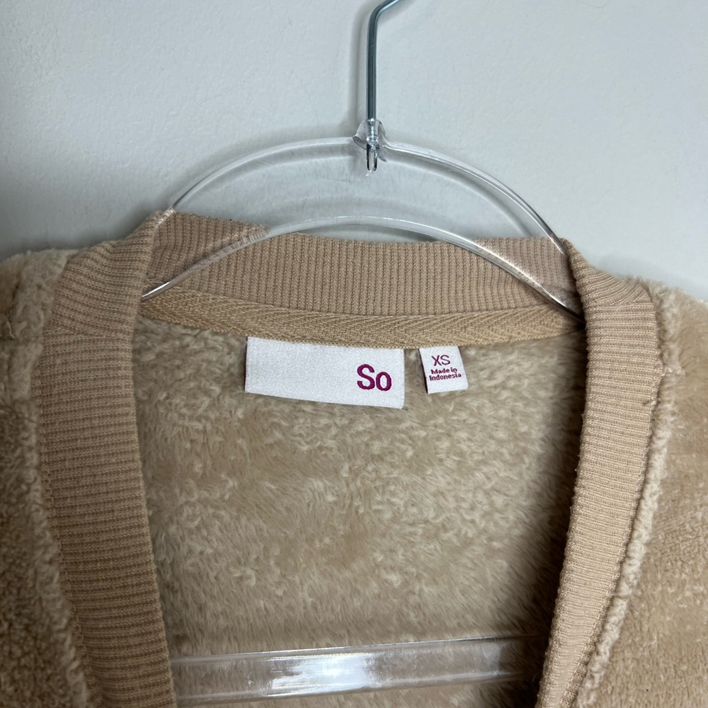 SO Tan Fleece Sweater Sweatshirt Cozy Top - Picture 3 of 4